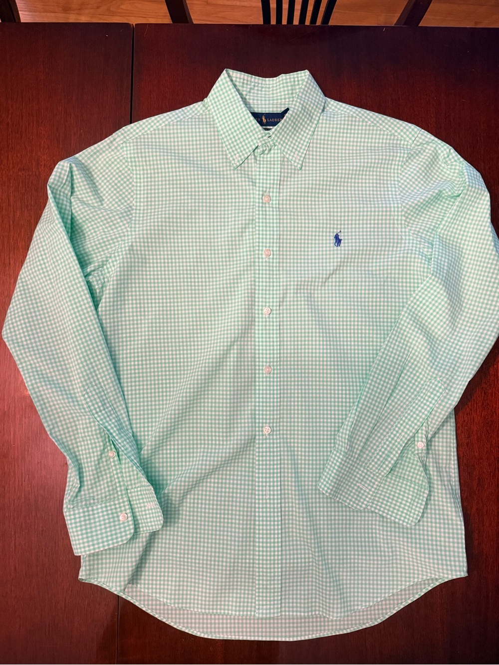 Ralph Lauren Men’s M Green Gingham Classic Fit Button Down Shirt